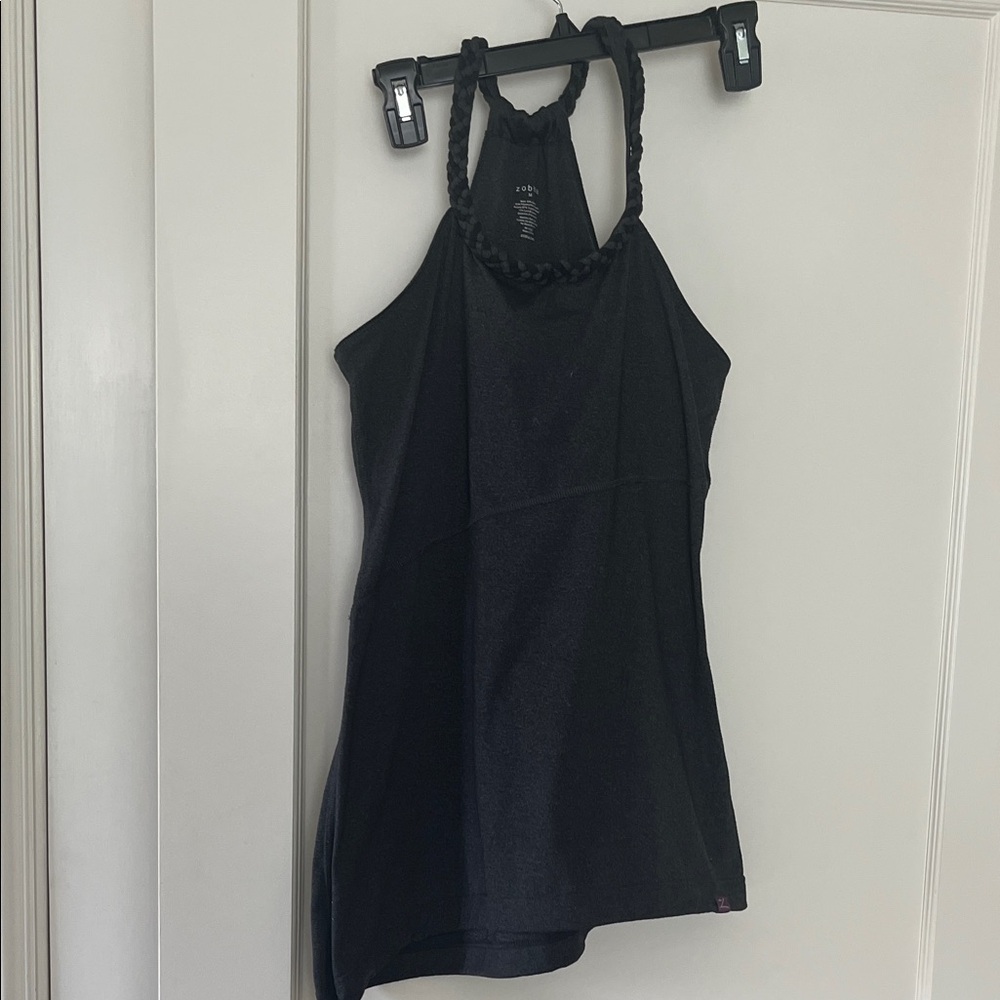 Zobha Charcoal Halter Top with Braided Straps